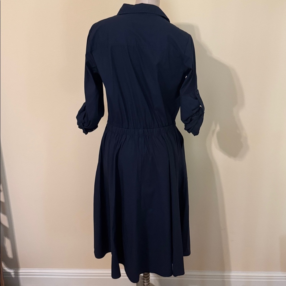 Donna Karan Navy Button-Front Drawstring Shirt Dr… - image 5